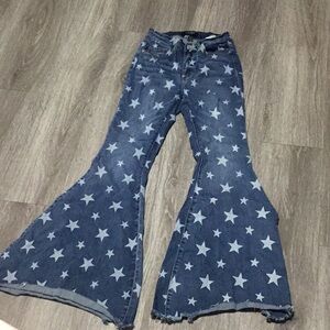 Judy Blue Star Print Flare Jeans